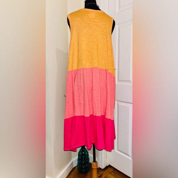 Vibrant Colorblock Tank Dress W Pockets - Picture 3 of 7